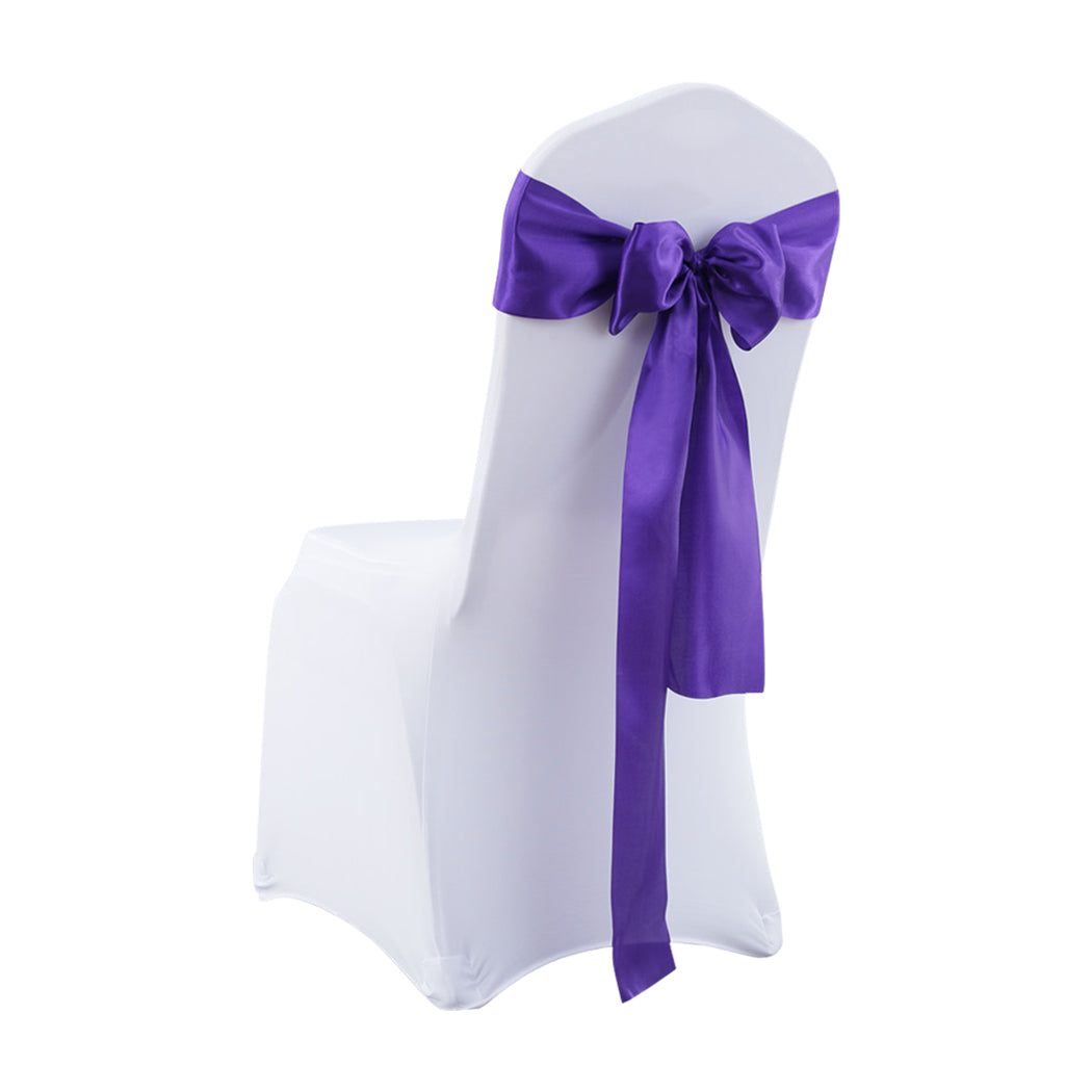 20x Table Runner Satin Chair Sashes Eggplant-2065254449479290881