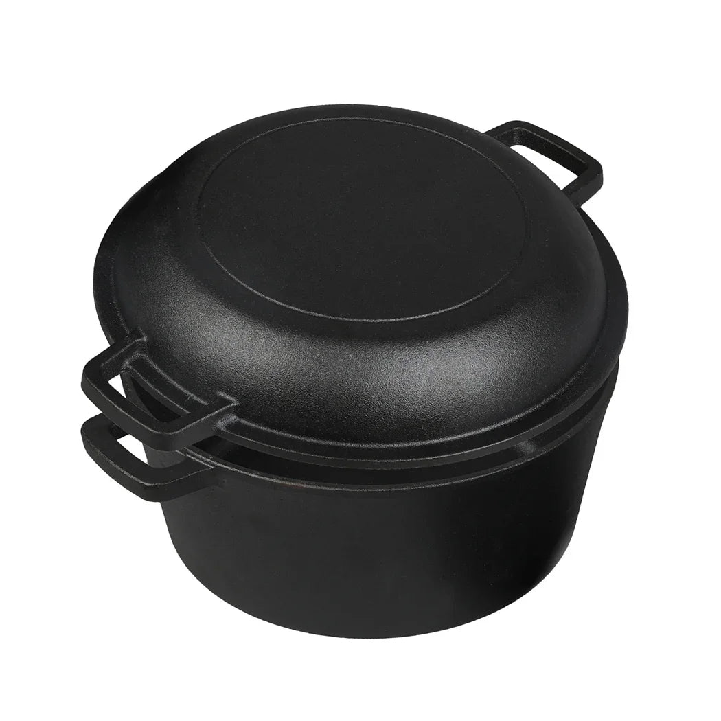 Toque 5.84L Double Dutch Oven 2 in 1 Cast Iron Pan-2050056750580764673