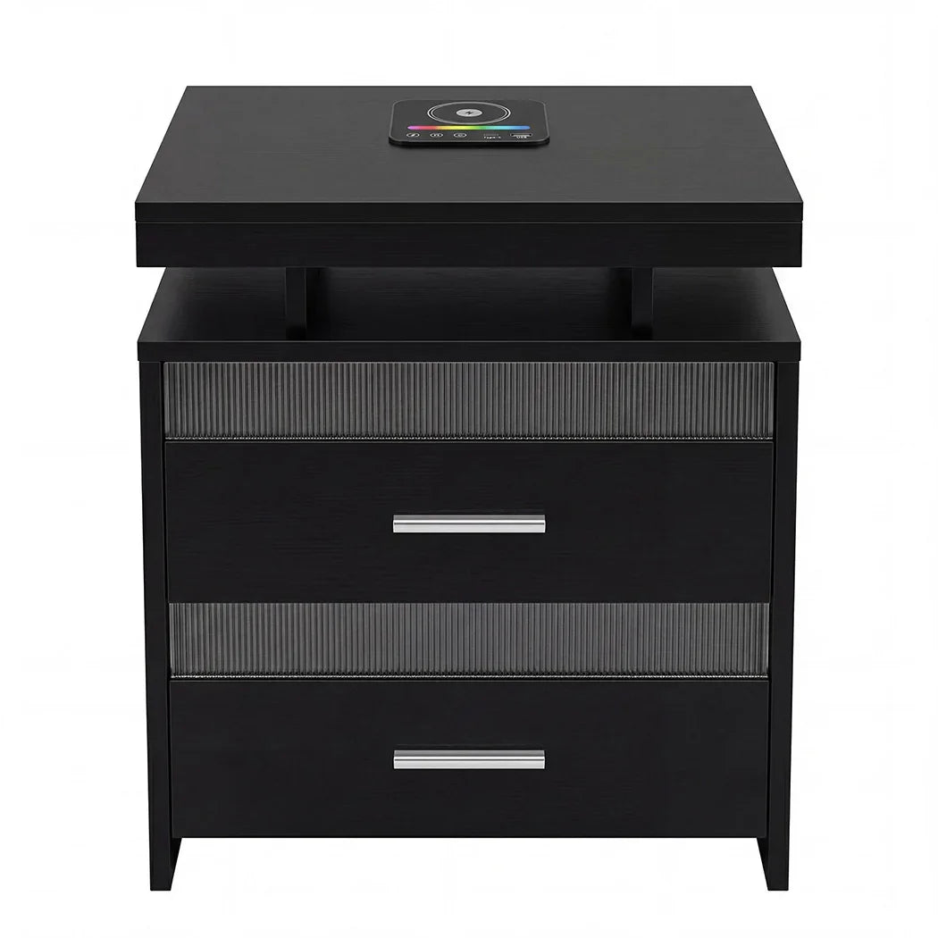 Levede Smart Bedside Table Charging Station Motion Sensor Modern Nightstand-2050056780108664833