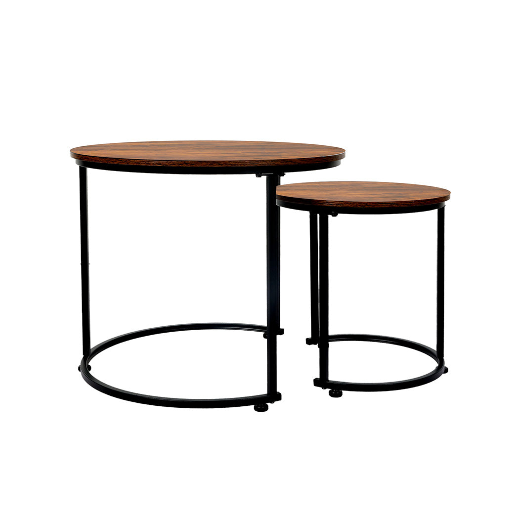 Levede Round Nesting Table Coffee Table Wood Side Table-1984023719873482753