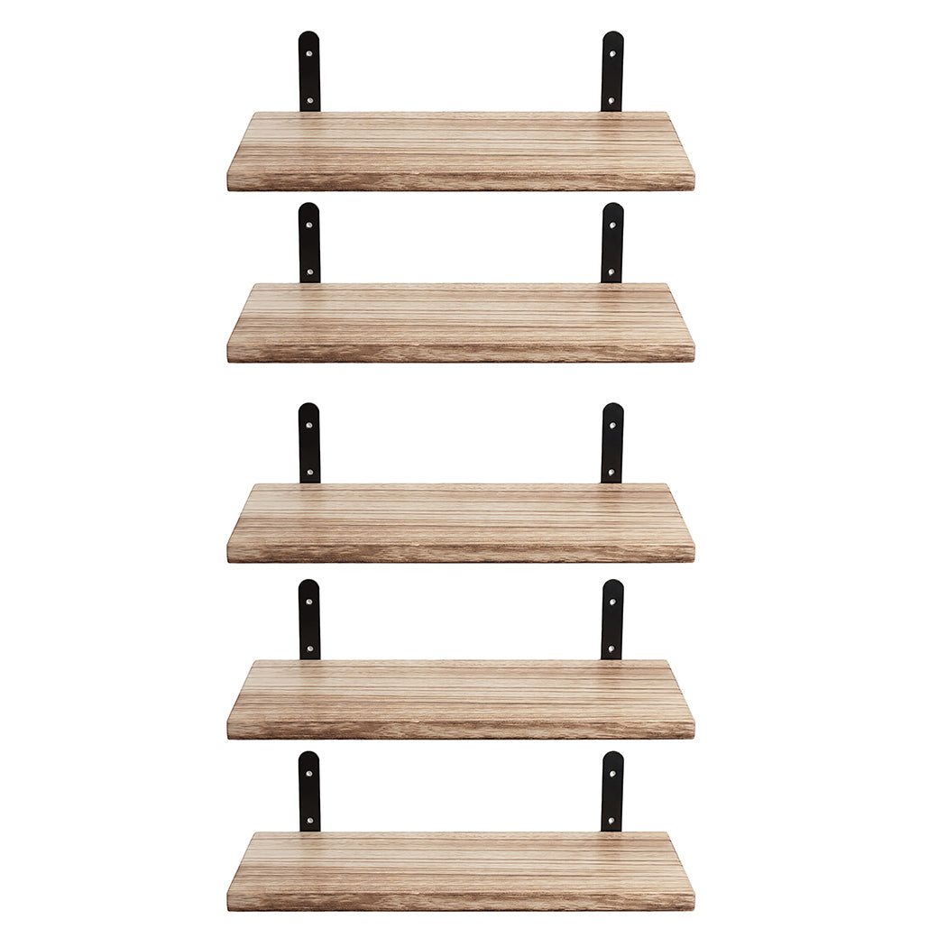 Levede Floating Wall Shelves 5Pcs Wood Wall Mounted Rustic Display Rack Bedroom-2050059023742537729