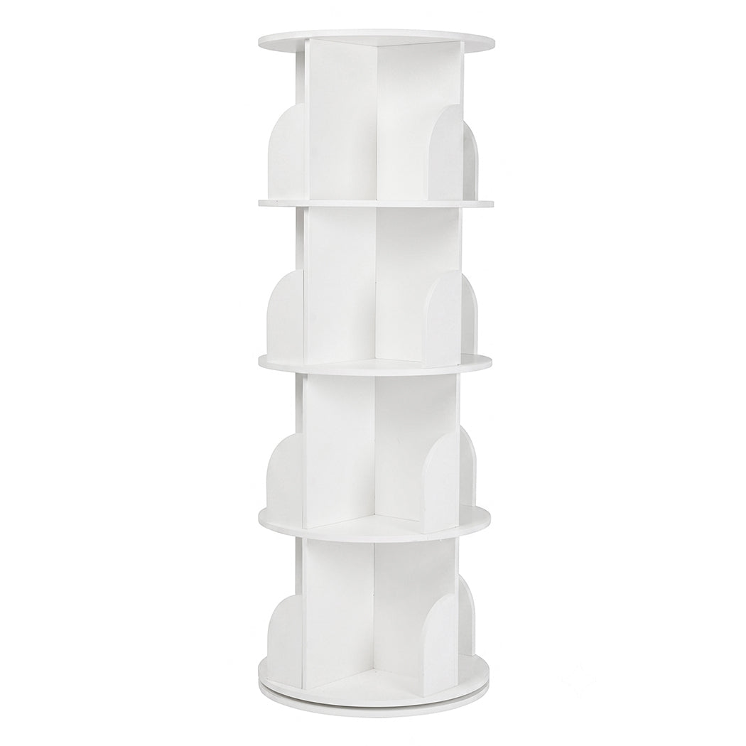 Levede Rotating Bookshelf 4 Tier Book Storage 360 Swivel Space Saving White-2109799589056548866