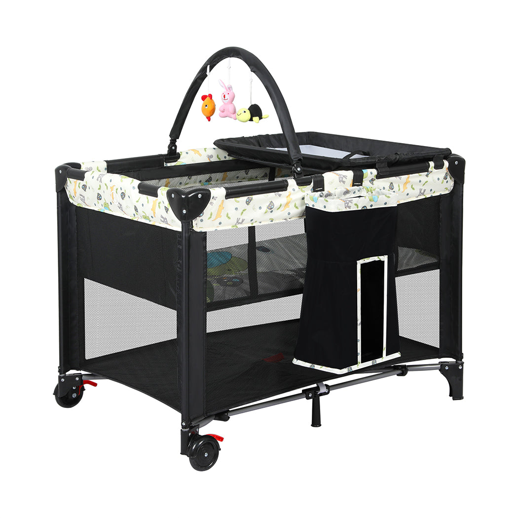 BoPeep Baby Cot Bed Crib Portable Bassinet Black-2006733207525003265