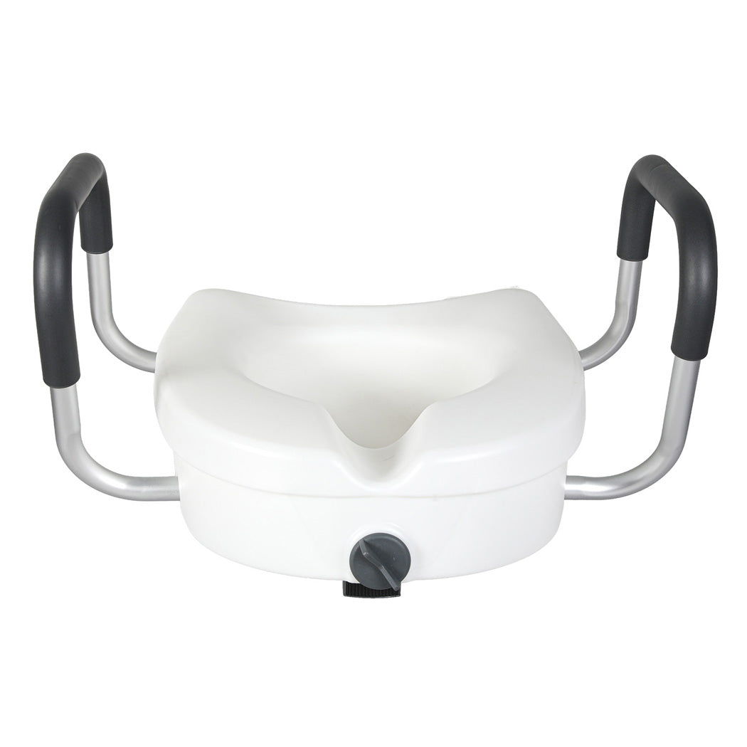 Levede Raised Toilet Seat with Handles Adjustable Height Aid Seniors White-2100034935548153857