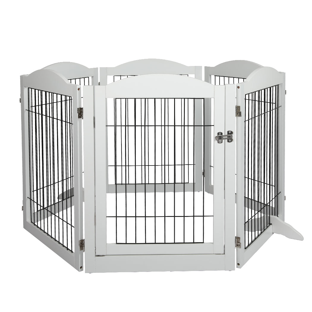 PaWz 6 Panels Pet Dog Playpen Puppy White-1973193674594586625