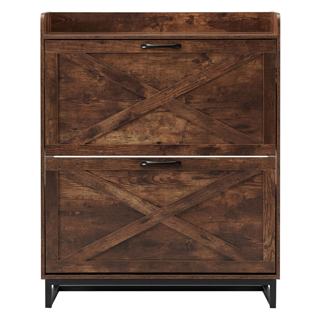 Levede Shoe Cabinet 2 Flip Drawers Storage Organiser Removable Shelf Hallway-2050059010660503553