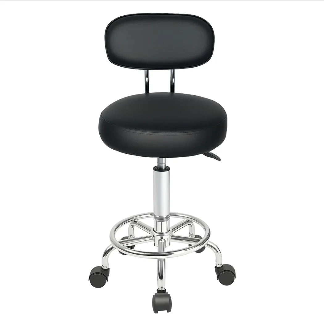 Levede Swivel Office Chair Round Rolling Stools PU Leather Height Adjustable-2050056760236052481