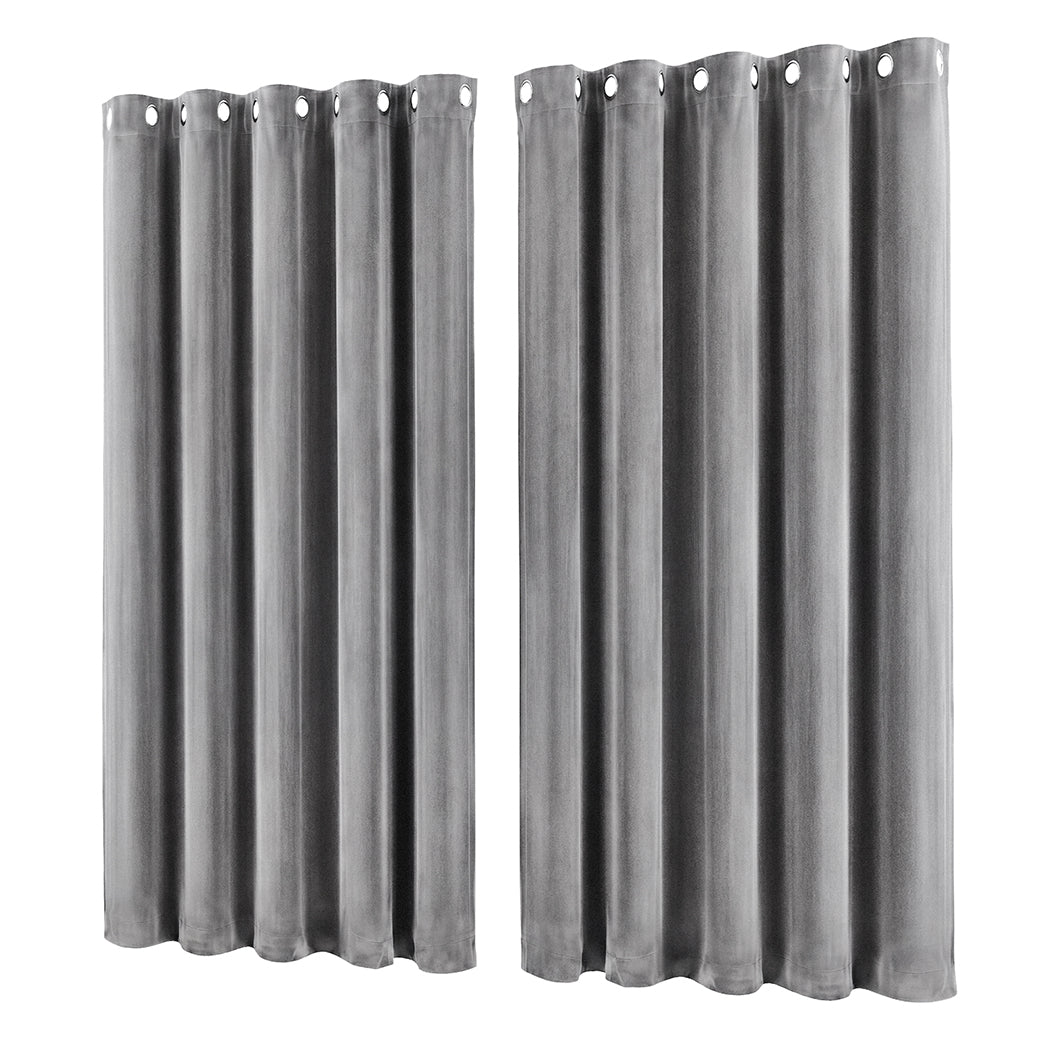 Marlow Blackout Curtains 2-Panel Velvet Room Darkening Eyelet Curtains 132x213cm-2072893567621271553