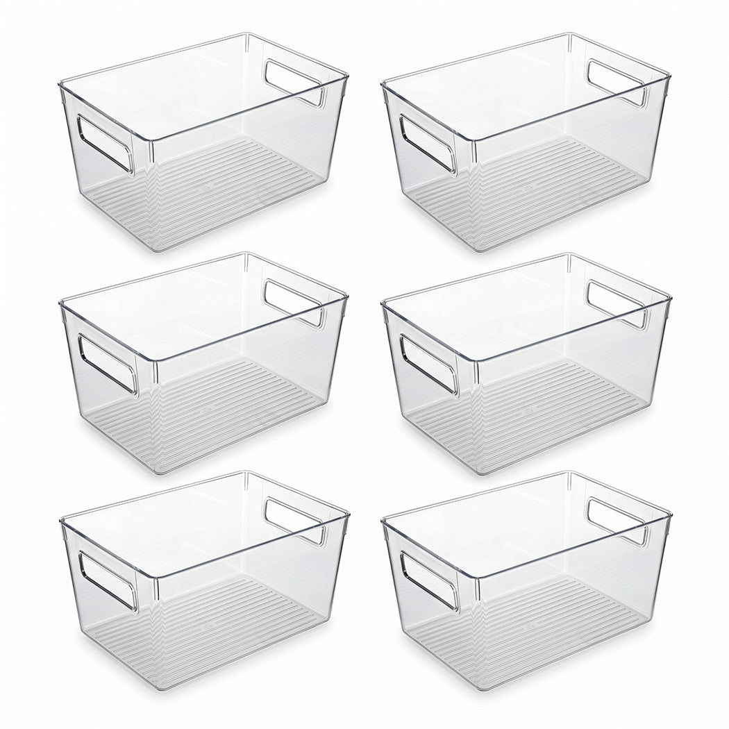 Toque Clear Plastic Storage Bins 6PCS Pantry Fridge Organizer Boxes Handles-2061251865114447873