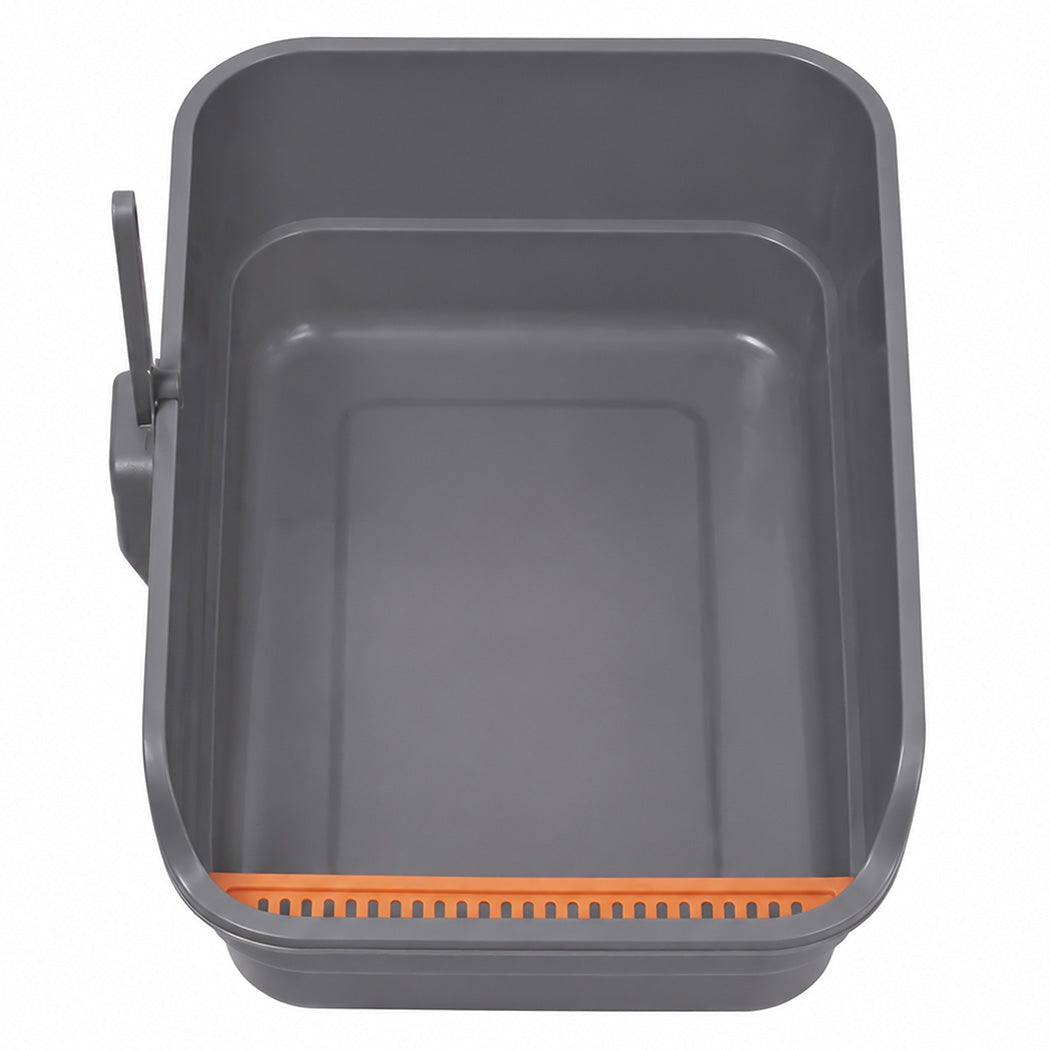 Pawz Large Cat Litter Box High Sided Open Top Cat Litter Tray 60cm Grey-2072893574265049089