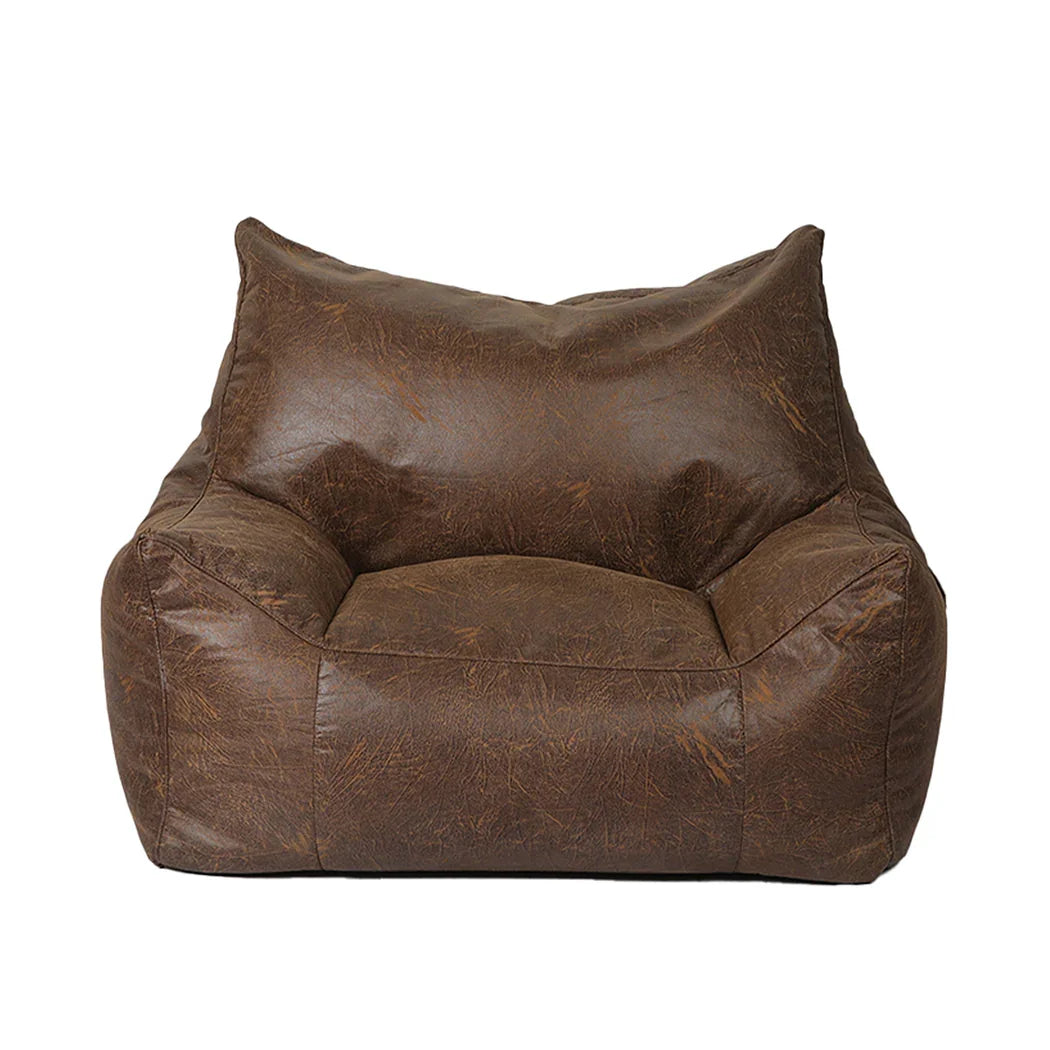 Marlow Bean Bag Chair Cover PU Indoor Dark Brown-2006733313426984961