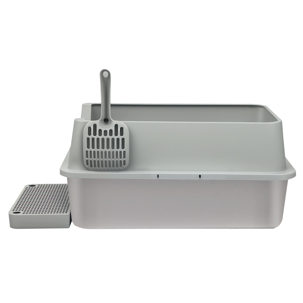Pawz Stainless Steel Large Semi-Enclosed Cat Litter Box-2050056807145148417