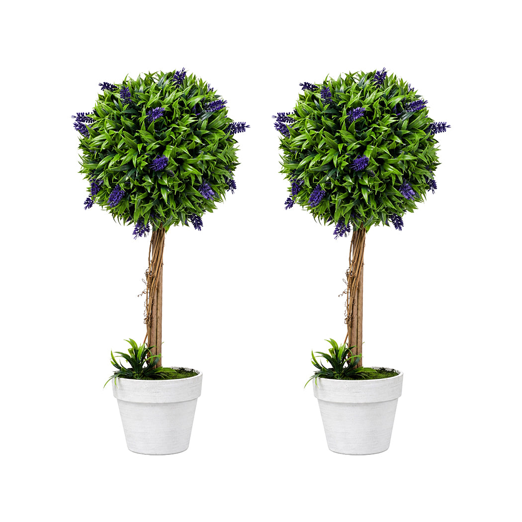 Lambu Artificial Plants Faux Lavender Topiary Set of 2 for Front Door Green-2109799601027092482
