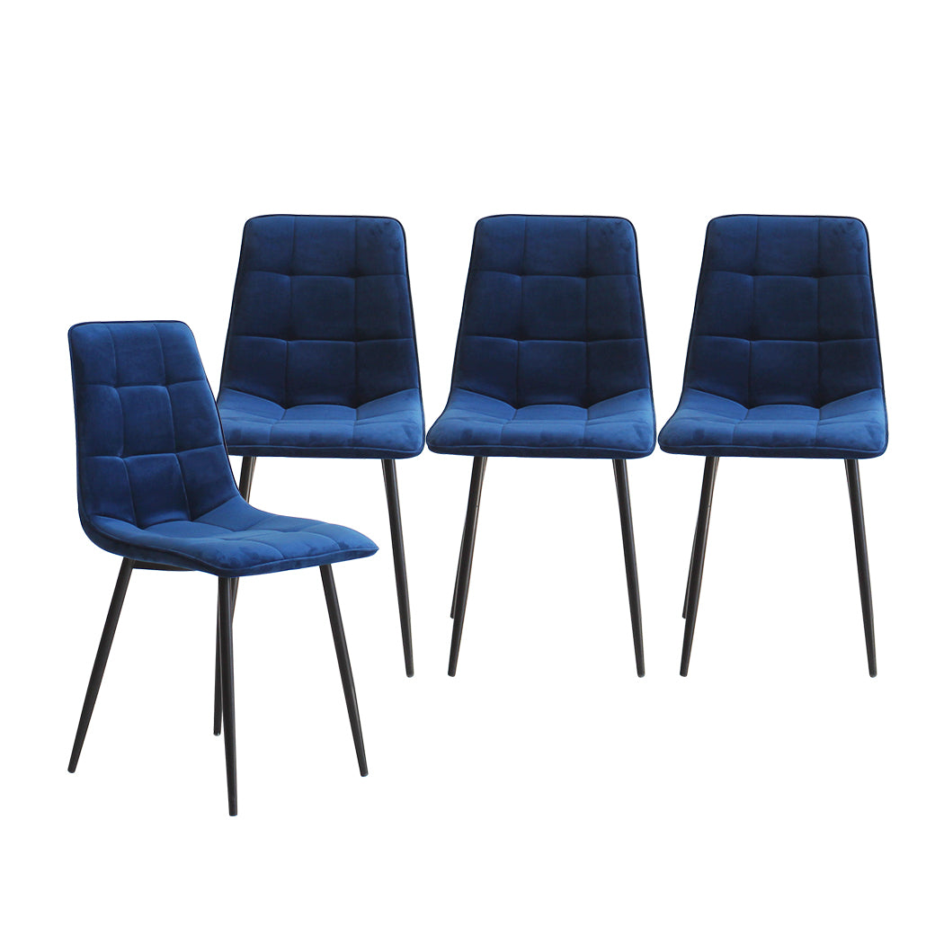 Levede 4x Dining Chairs Kitchen Velvet Blue-1975420354713227265