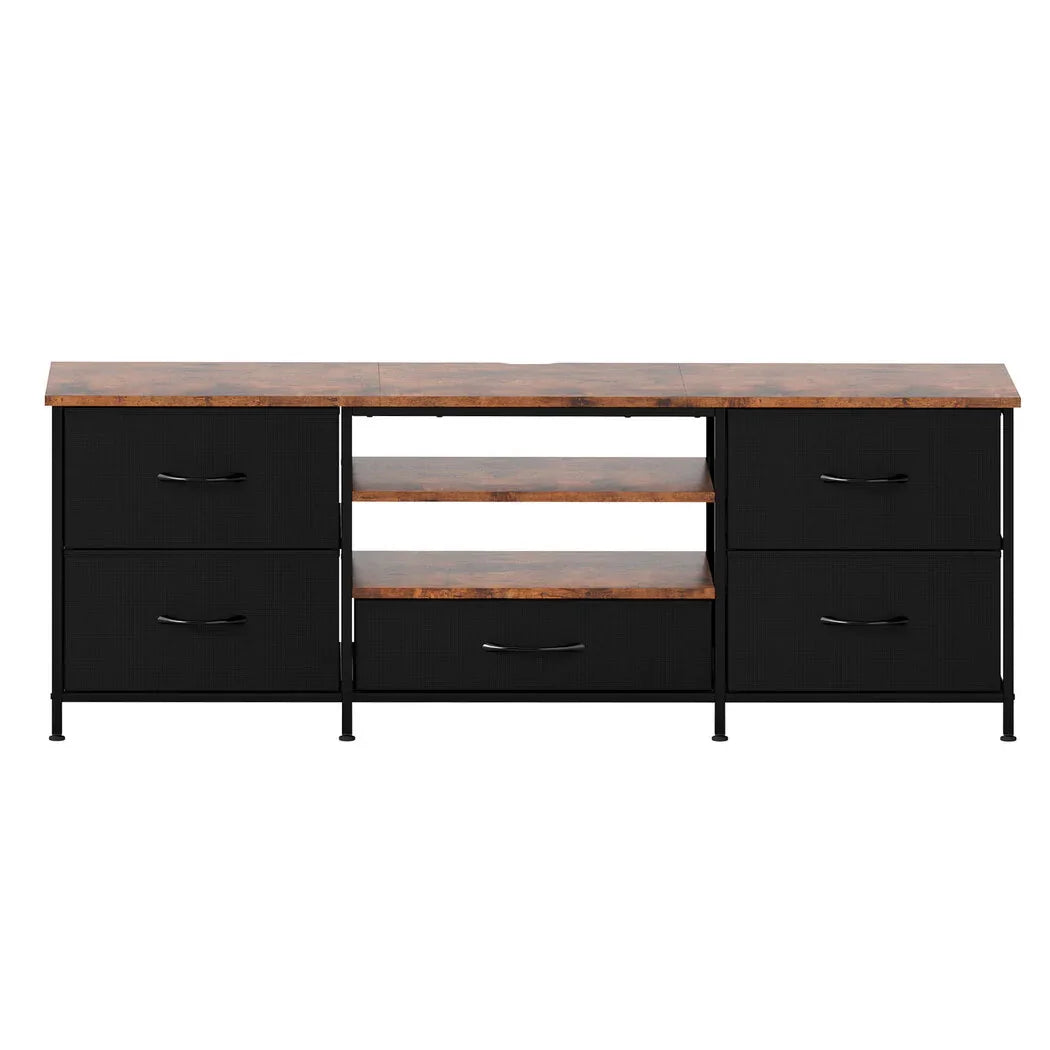Levede TV Stand Cabinet Entertainment Unit Stand 140cm 5 Drawers Storage Shelves-2050056768209424385