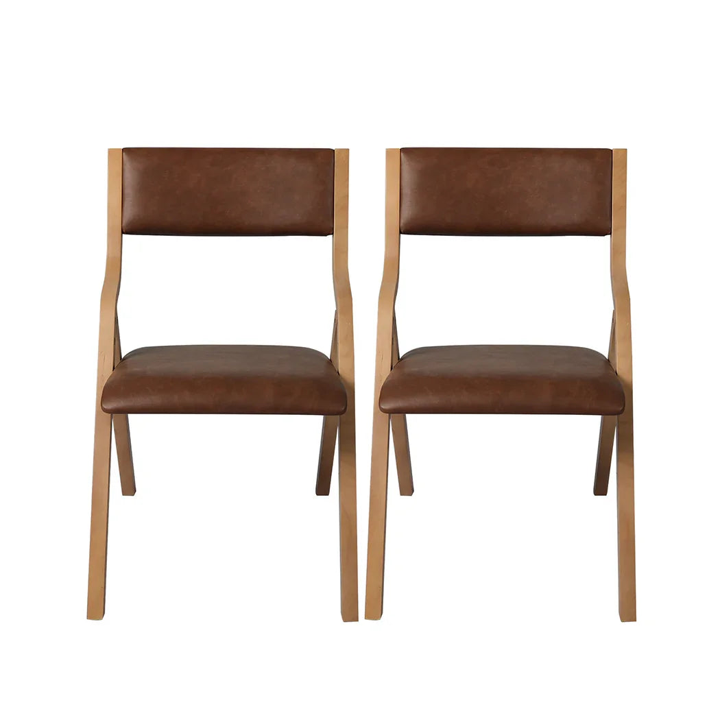 Levede 4x Dining Chairs Foldable PU Tan-2018816883515592705