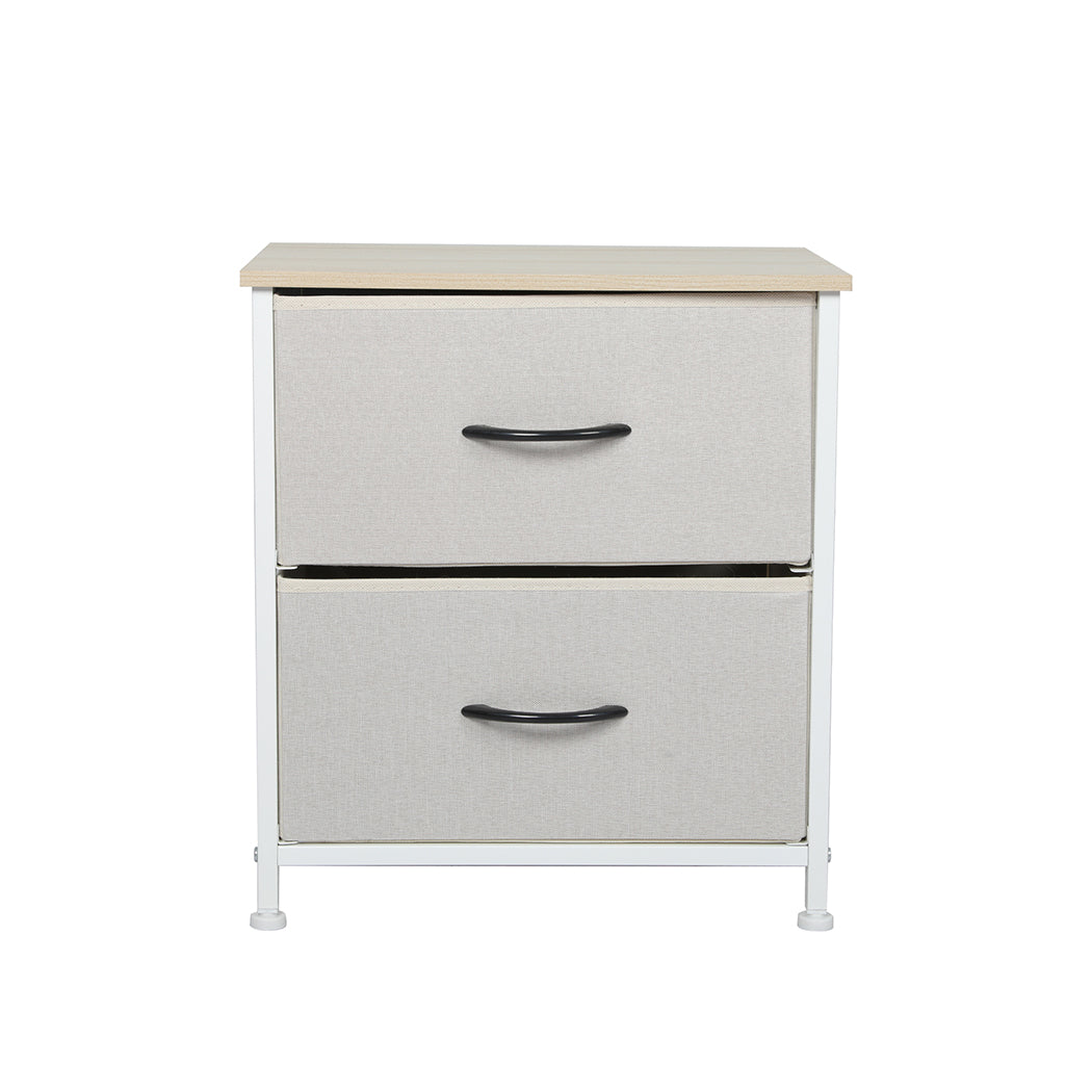 Levede Chest of 2 Drawers Bedside Table Beige-1864183276869128193