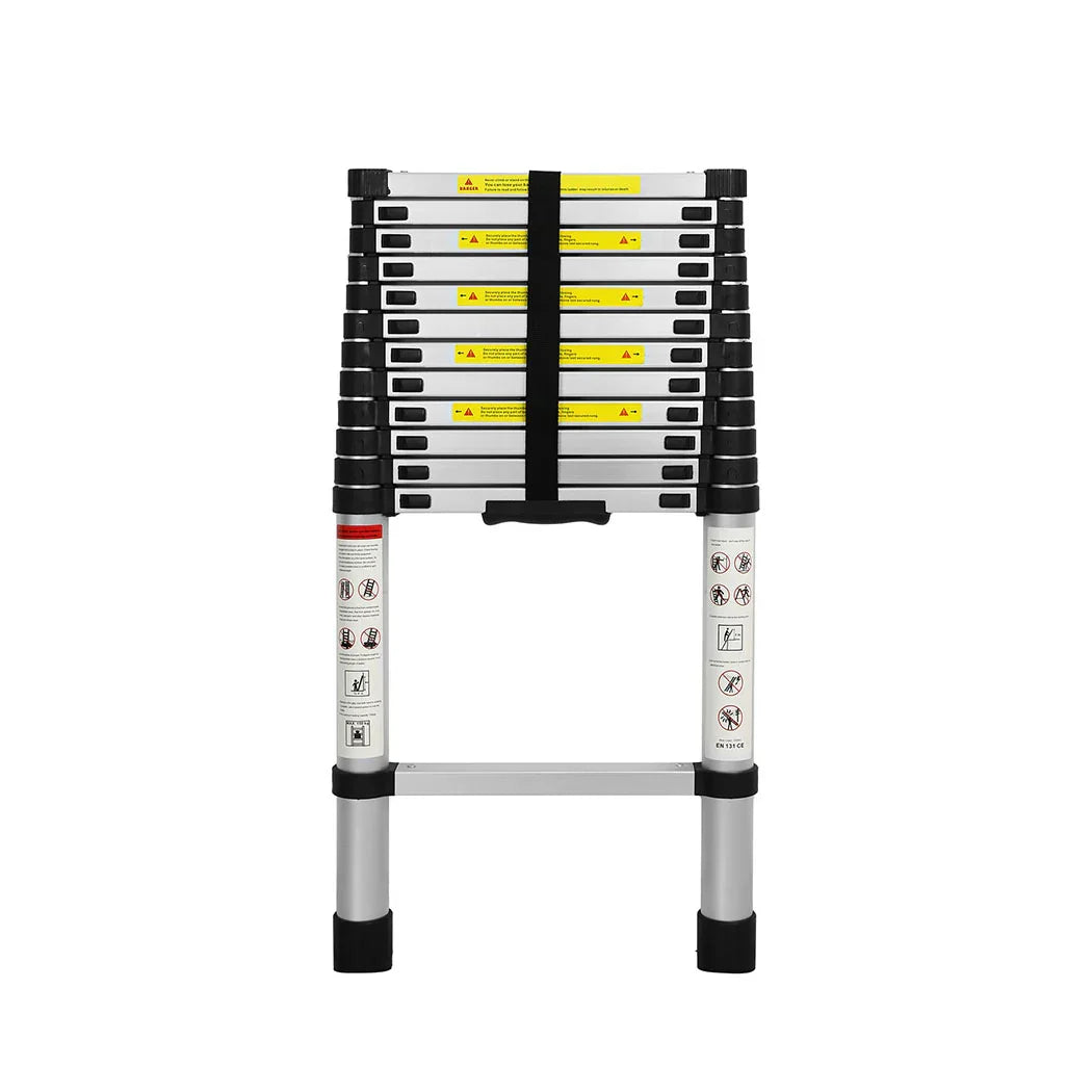 Traderight Multipurpose Ladder Telescopic 3.8M Silver 3.8 Meter-2006733179595132929