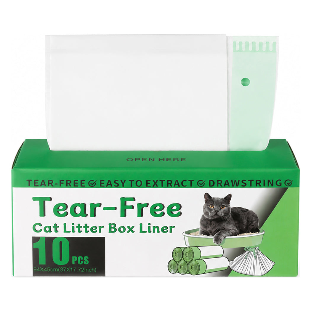 Pawz Cat Litter Bags 30 Pcs 94 x 45cm Drawstring 10kg HDPE White Green-2100034990661308417