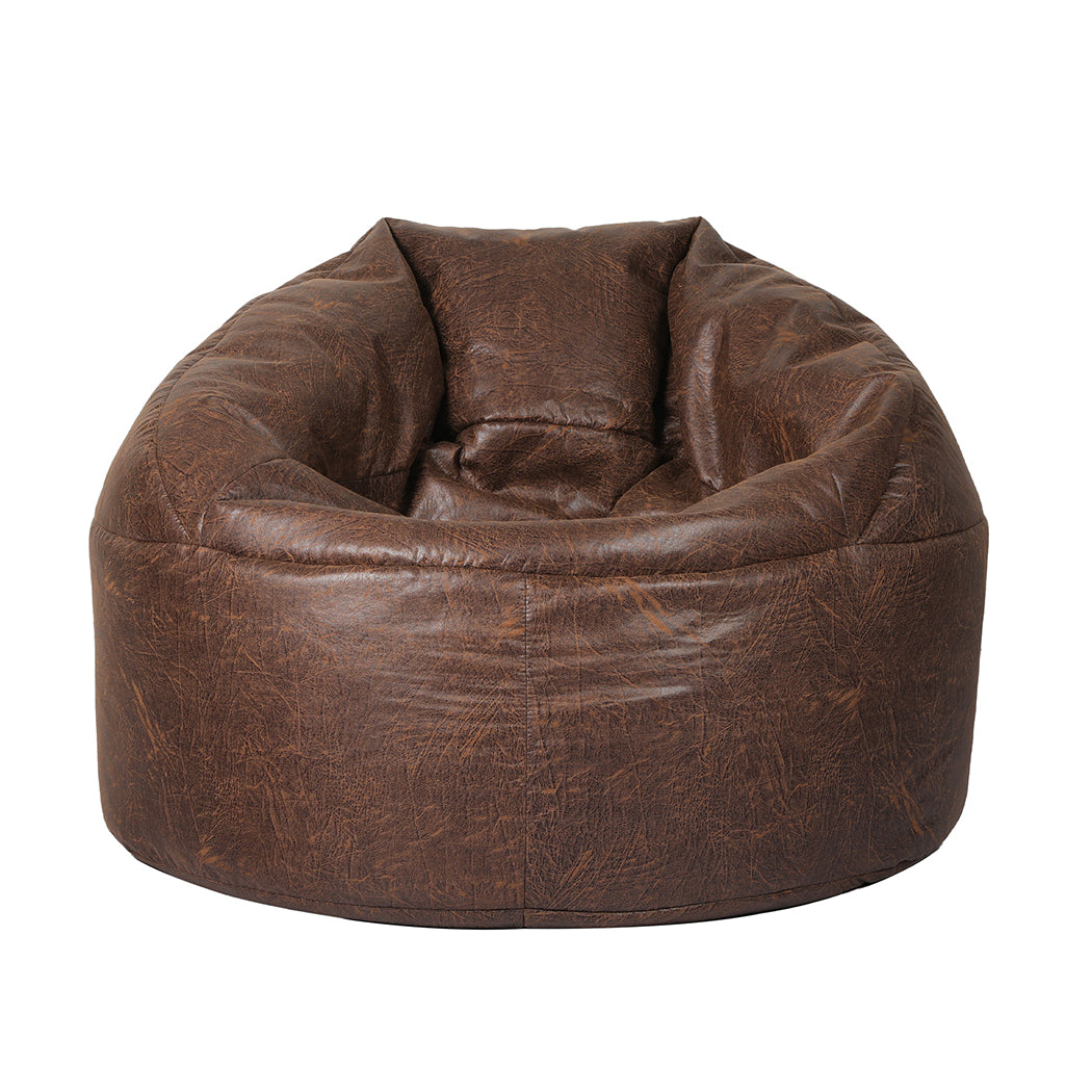 Marlow Bean Bag Chair Cover PU Couch Brown-1864183164981874689