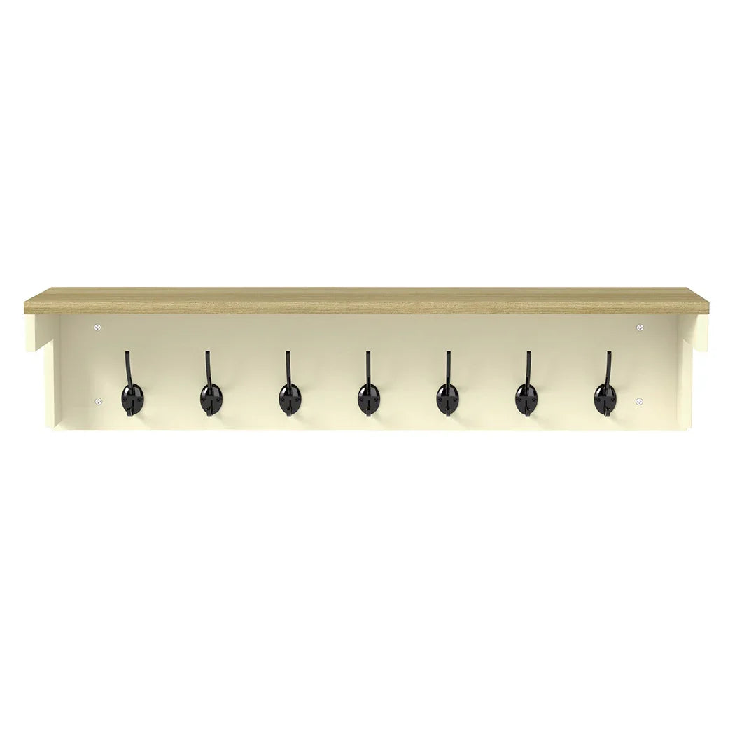 Levede Coat Rack Wall Mounted Shelf 7 Double Hooks Storage Entryway Hallway-2050056761783750657