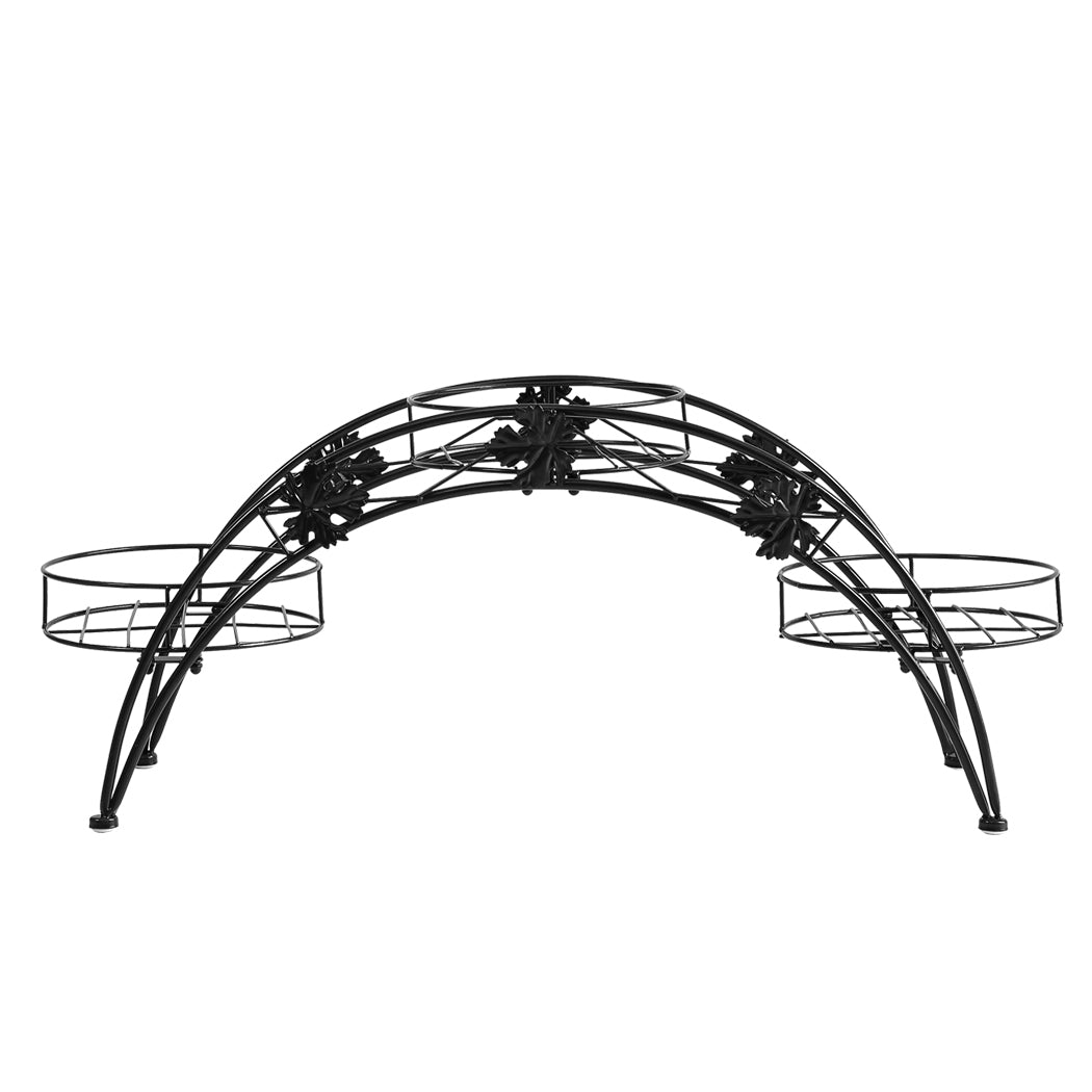 2X Plant Stand Outdoor Indoor Metal Black-1894516823869755393