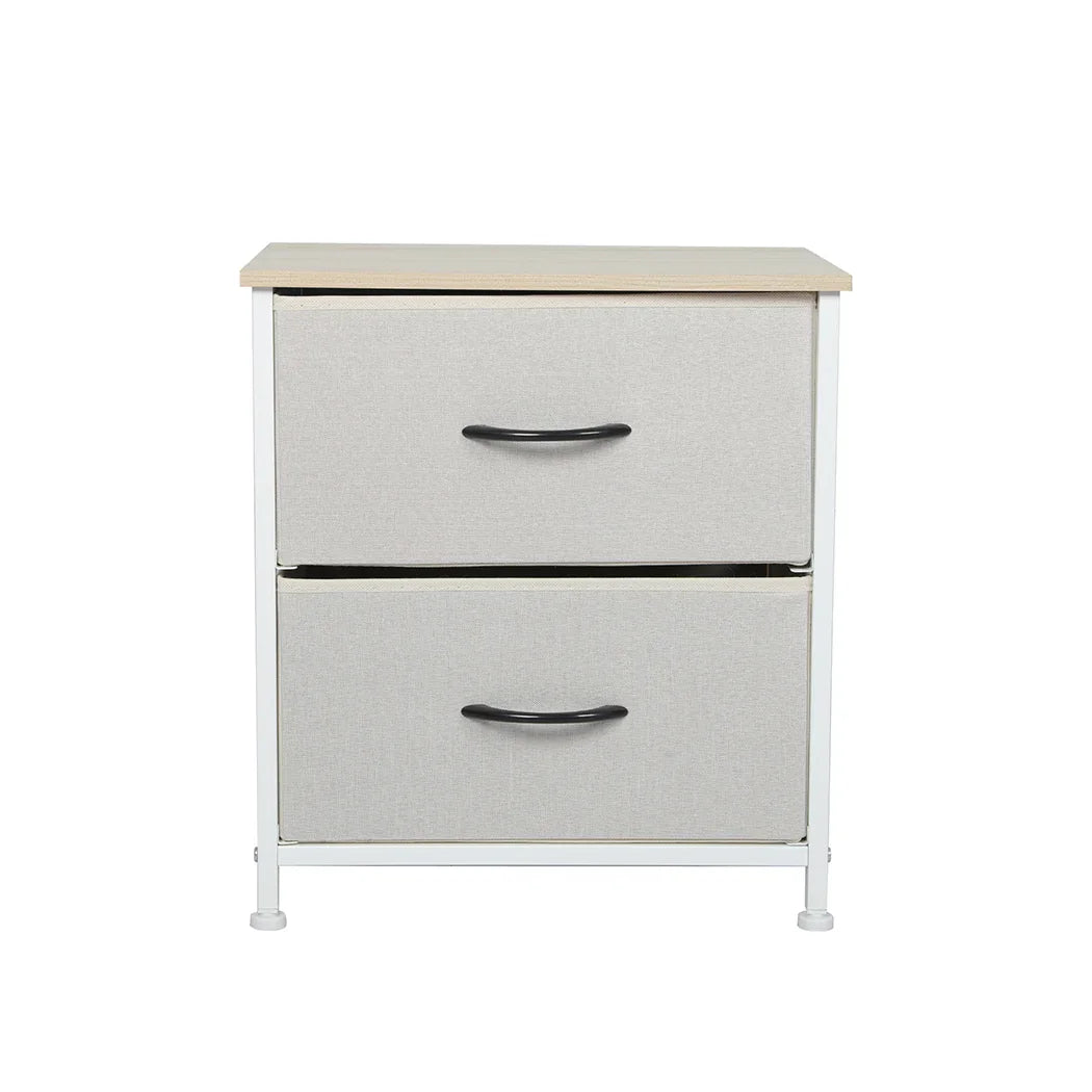 Levede Chest of 2 Drawers Bedside Table Beige-2006733263787397121