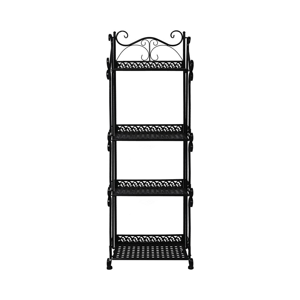 Levede Plant Stand 4 Tiers Outdoor Indoor Black-1973193777631858689