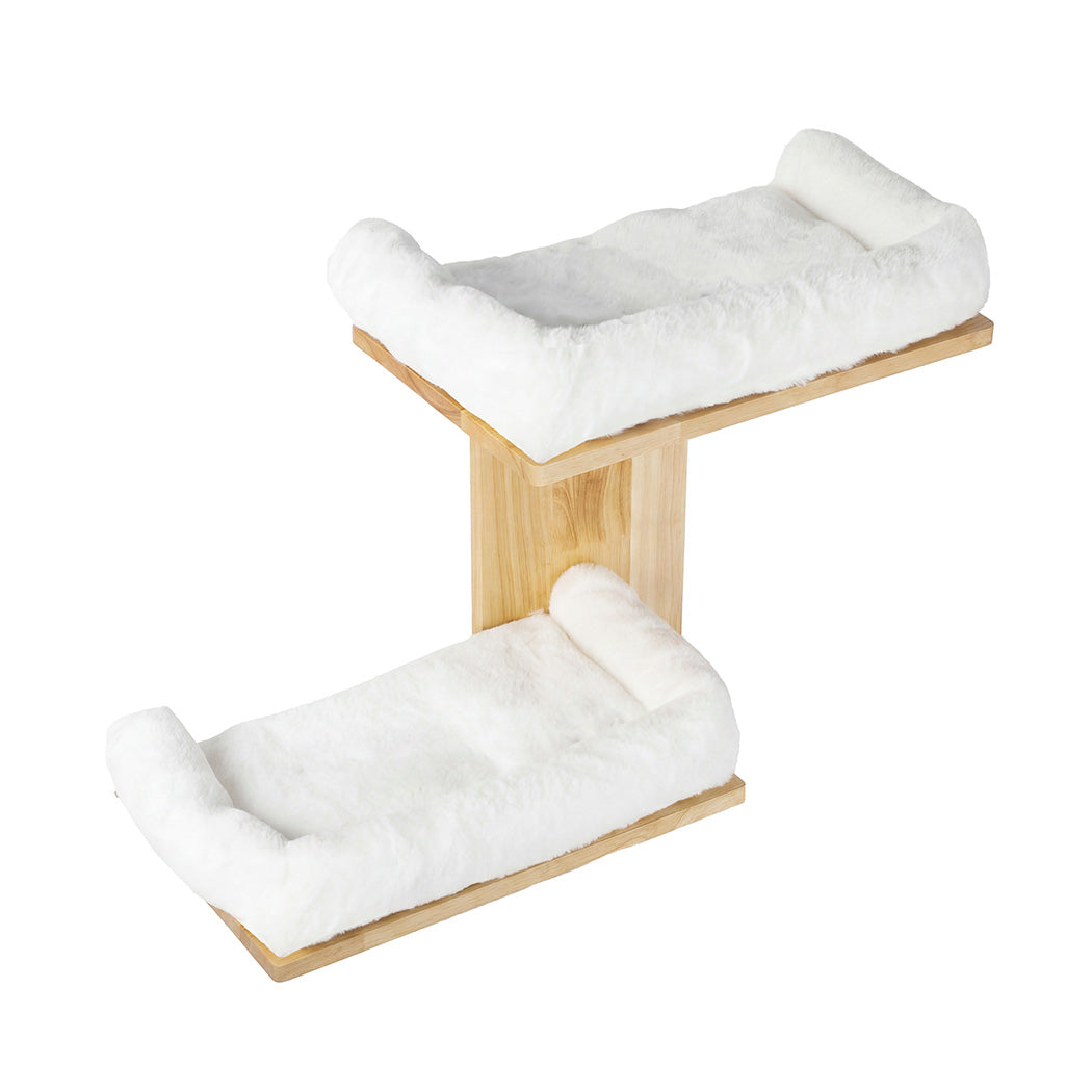 Pawz Cat Wall Shelves 2 Steps Wide Perch Soft Beds for Large Cats Climbing White-2100034992867512321
