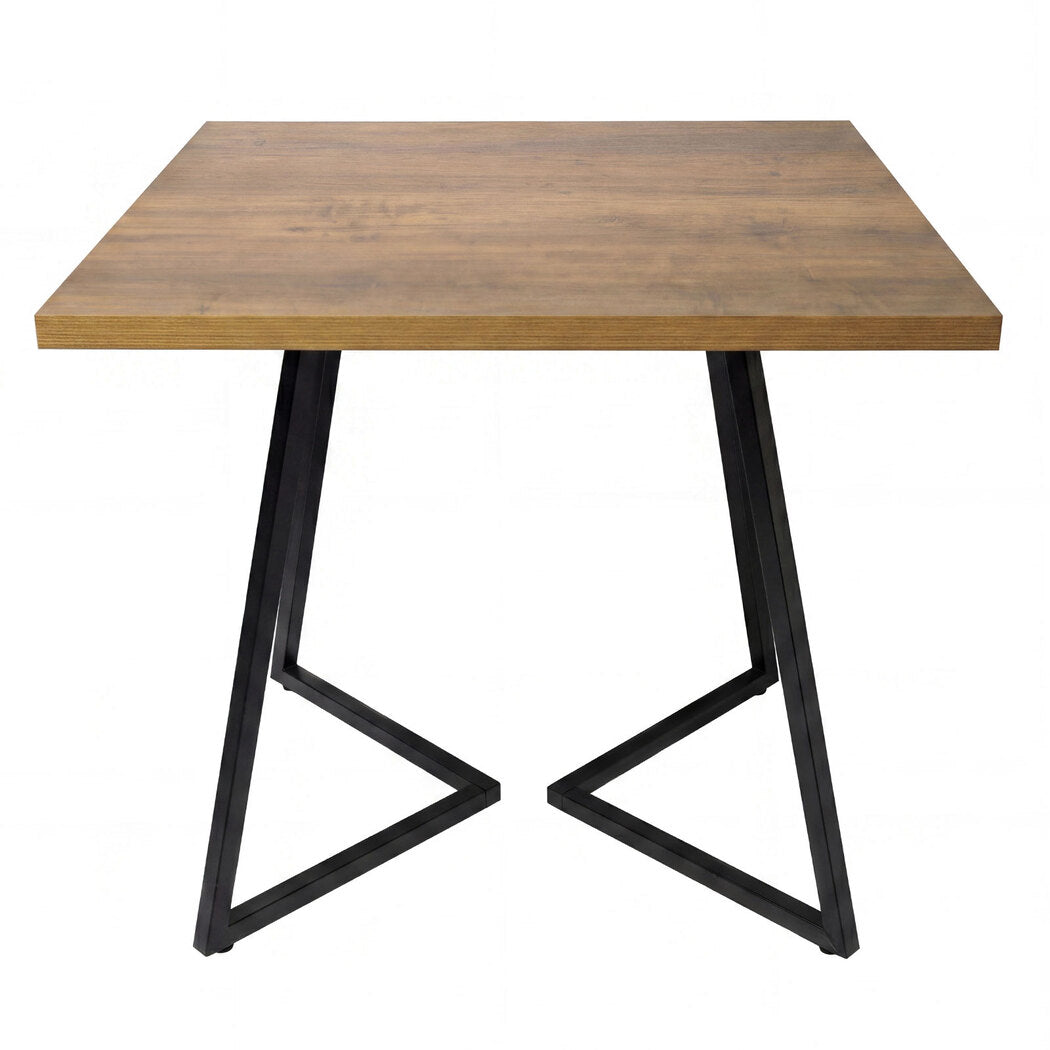 Levede Dining Table 80cm Square Dining Table 4 Seater Wood Top Black Metal-2100034939377553409