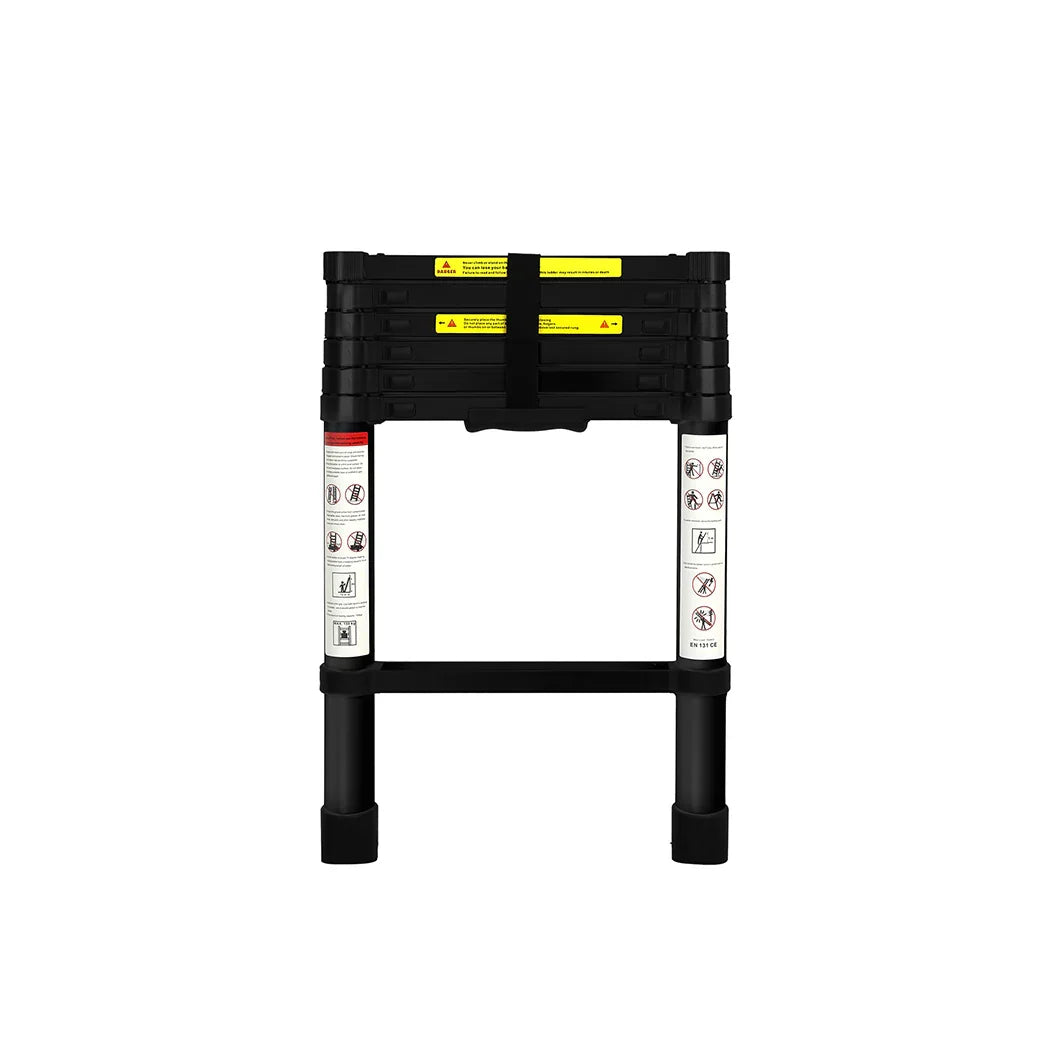 Traderight Multipurpose Aluminium Ladder Telescopic 2M Black 2 Meter-2006733179096010753