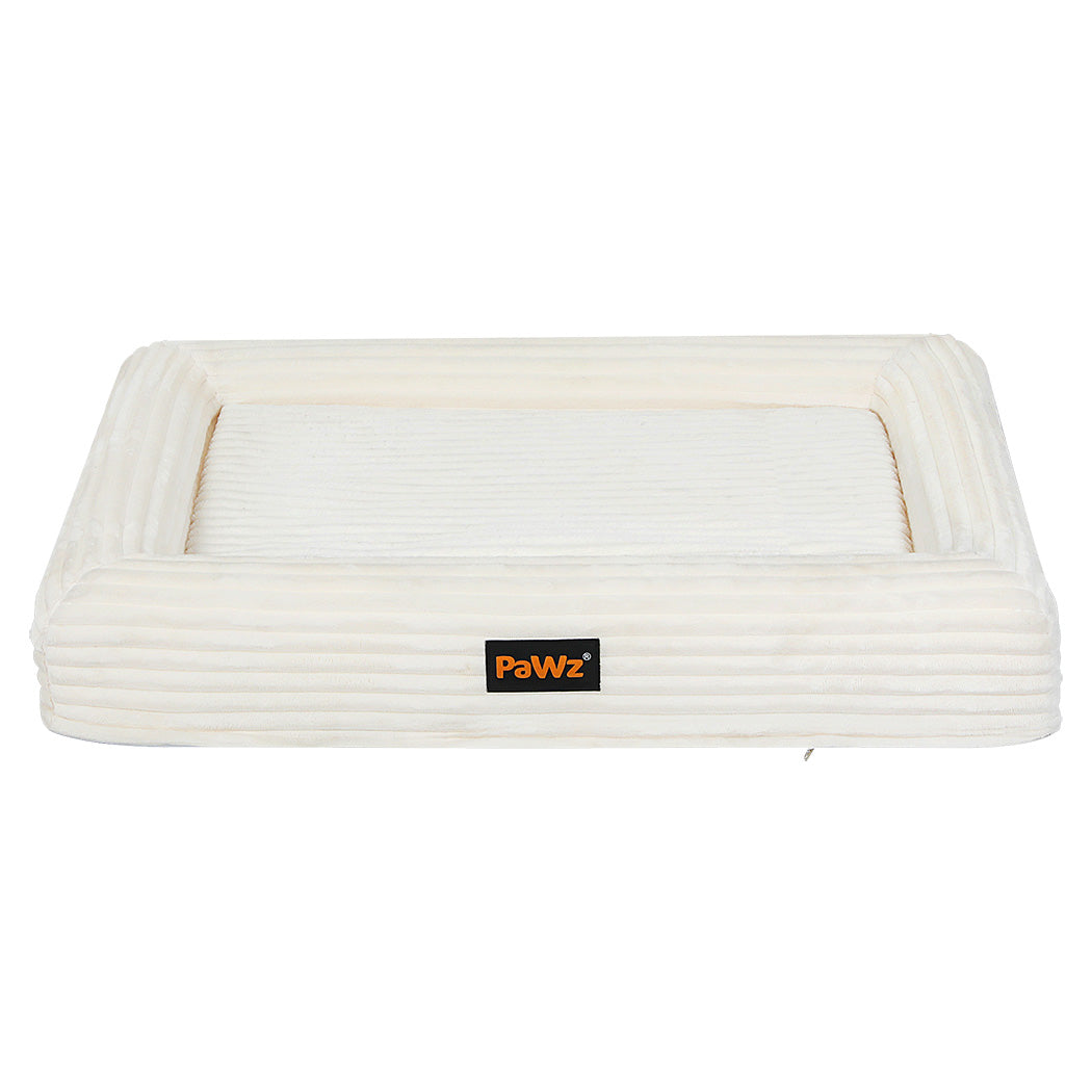 Pawz M Size Orthopedic Dog Bed with Corduroy Removable Cover Waterproof Washable Beige-1938089882736005121