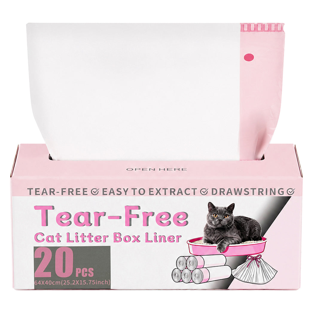 Pawz Cat Litter Bags 120 Count Drawstring 64 x 40cm 10kg HDPE White Pink-2100034990845857793