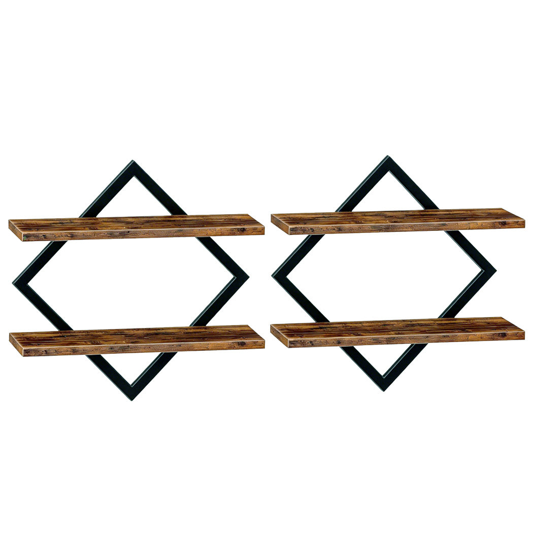 Levede Wall Shelf Floating 2 Tier Storage Decorative Bookshelf 2 Pcs Living Room-2072893560688087041