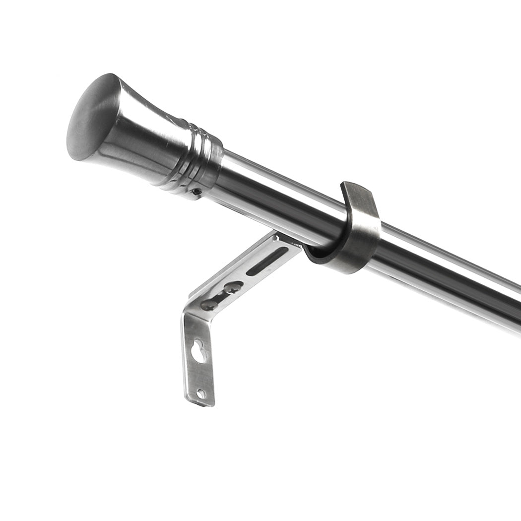 Marlow Satin Nickel Curtain Rod Steel Quiet Rail Pole Pommel Set Adjustable-1894516738578583553