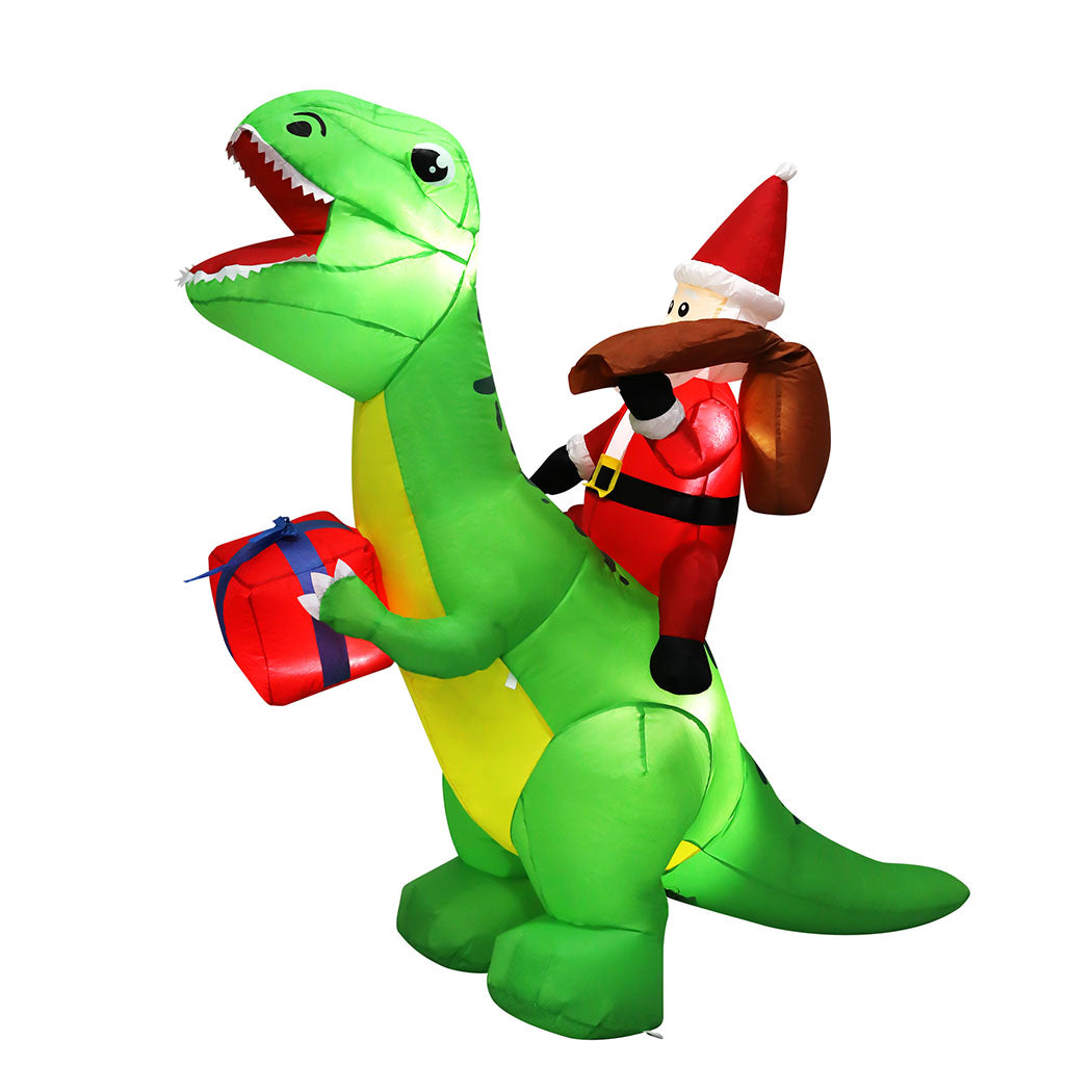Santaco Christmas Inflatables Outdoor Santa Claus Riding Dinosaur Lights D�cor-2065254639862943745