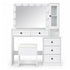 Levede Dressing Table Vanity Desk with LED Mirror 5 Drawers Charging White-2100035036114980865