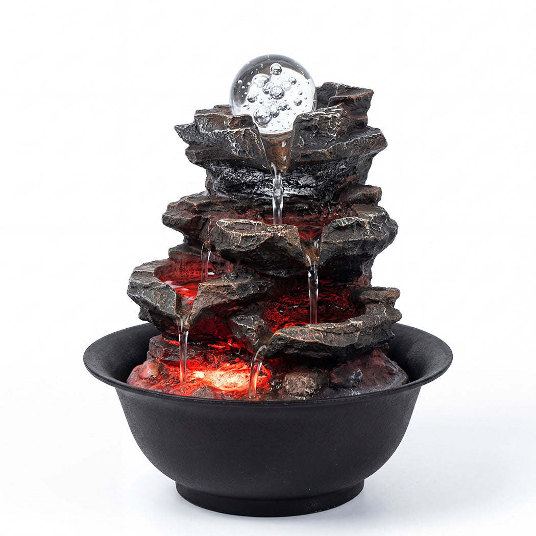 Spector Tabletop Water Fountain Indoor water fountain LED Resin Brown Black-2100034948131065857