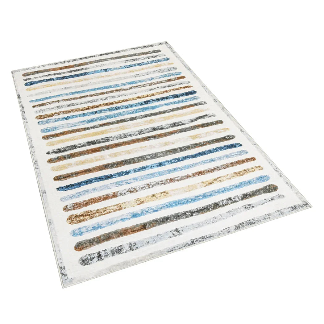 Marlow Floor Rug Short Pile Washable Carpet Soft Plush Non Slip Stripe 160x120-2018816747121020929