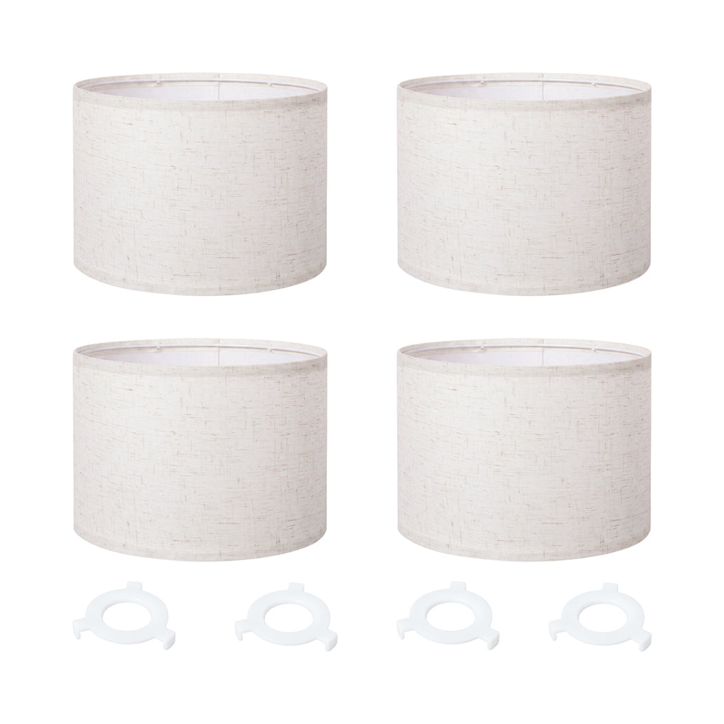 Emitto Lamp Shade 4pc Linen Drum E26 E27 with E14 Ring for Home Decor Beige-2109799596627267586