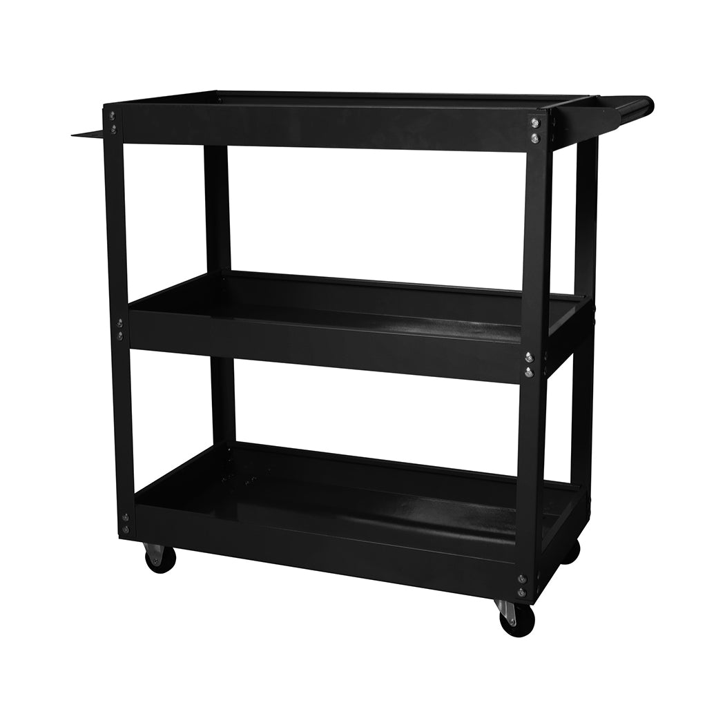 Traderight 3-Tier Tool Cart Trolley Black-1864184279207120897