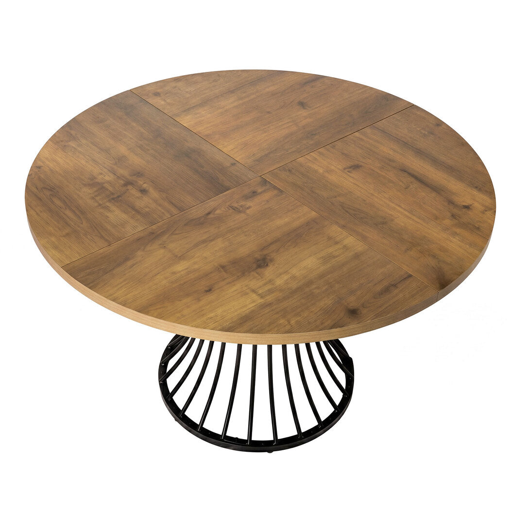 Levede Dining Table 120cm Round Dining Table 30mm MDF Retro Brown-2100034939201392641