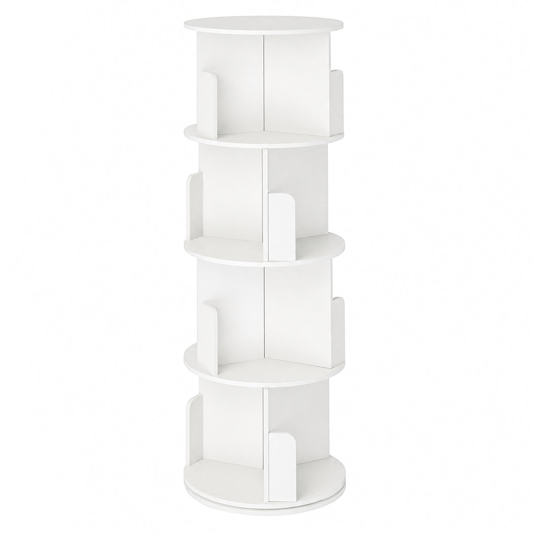 Levede Rotating Bookshelf Corner 4 Tier 3-Section Storage Display 5kg Home White-2109799589274652674