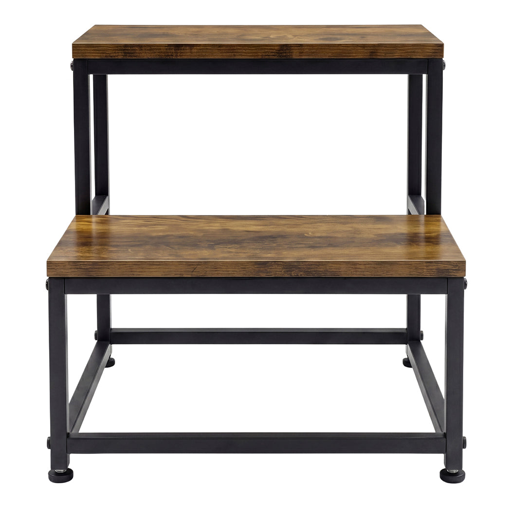 Levede 2-Step Stool Non Slip Portable Bathroom Kitchen Kids Adult Pet Use Brown-2050059013835591681