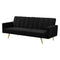 Sofa Bed Convertible Velvet Lounge Recliner Couch Sleeper 3 Seater Black