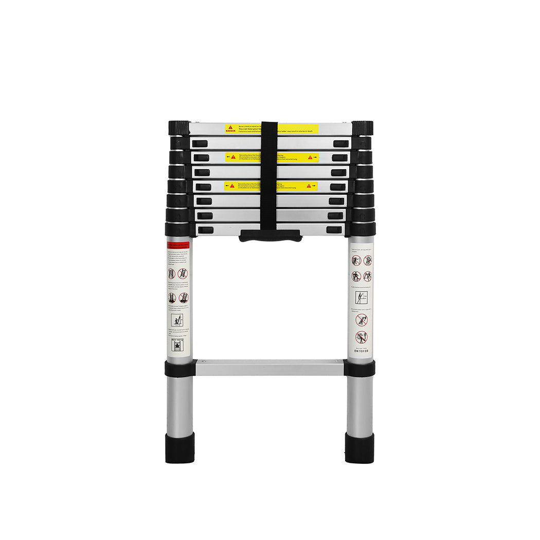 Traderight Multipurpose Ladder Telescopic 2.6M Silver 2.6 Meter-1864184264447365121