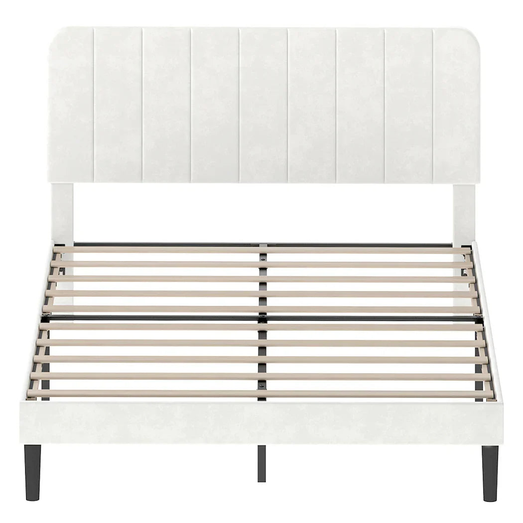 Levede Double Bed Frame Upholstered Adjustable Headboard Bed Platform White-2050056771384512513