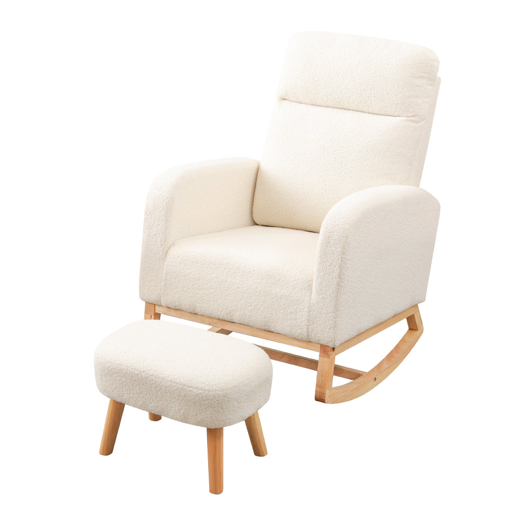 Levede Rocking Chair Ottoman Footrest With Side Pocket-1942353697505939457