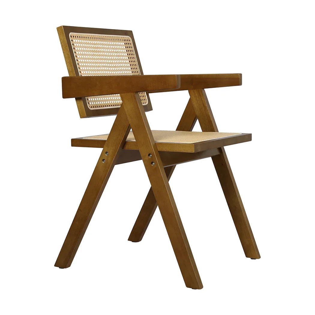 Levede 6x Walnut Wicker Armchair Dining Chair-2018816934186979329