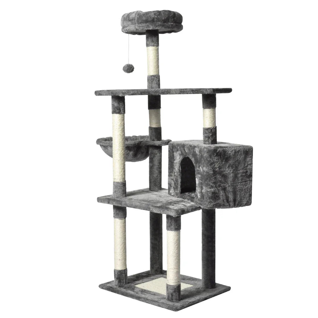 PaWz 130cm Cat Tree Toy Scratching Post Grey-2029387266031489025